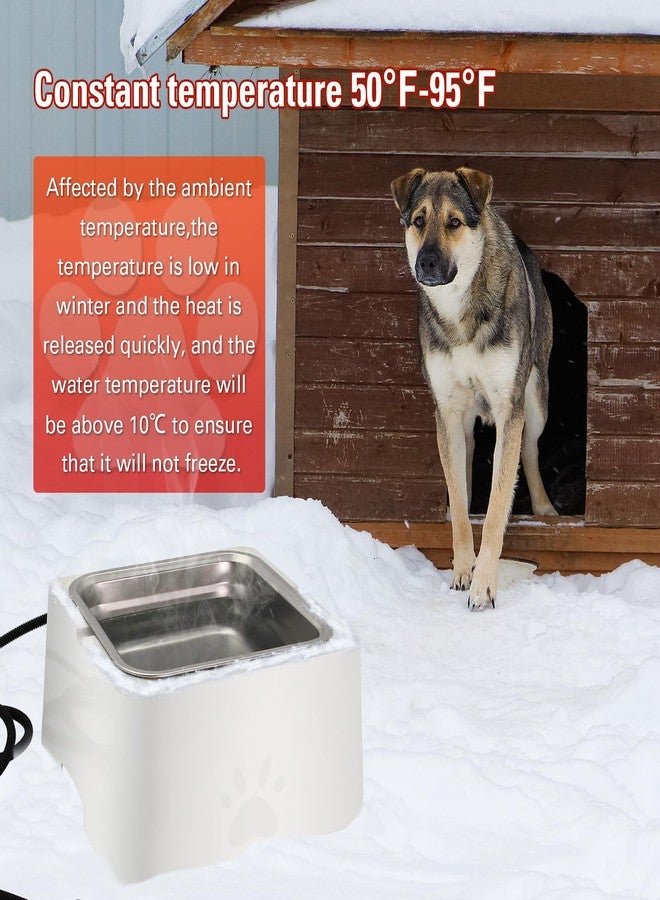 APlayfulBee Heated Water Bowl for Dog & Cat, 3.2L Outdoor Animal Heated Waterer Bowl with Removable Stainless Bowls, for Dogs, Cats, Chickens, Rabbit, Birds, Provide Non Freezing Water (White, Large) - Image 2